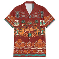 Oxblood Batik Papua-inspired Pattern Family Matching Off The Shoulder Long Sleeve Dress and Hawaiian Shirt LT9 Dad's Shirt - Short Sleeve Red - Polynesian Pride