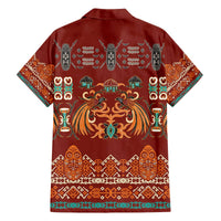 Oxblood Batik Papua-inspired Pattern Family Matching Off The Shoulder Long Sleeve Dress and Hawaiian Shirt LT9 - Polynesian Pride