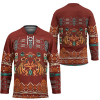 Oxblood Batik Papua-inspired Pattern Hockey Jersey - Polynesian Pride