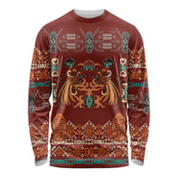 Oxblood Batik Papua-inspired Pattern Long Sleeve Shirt - Polynesian Pride