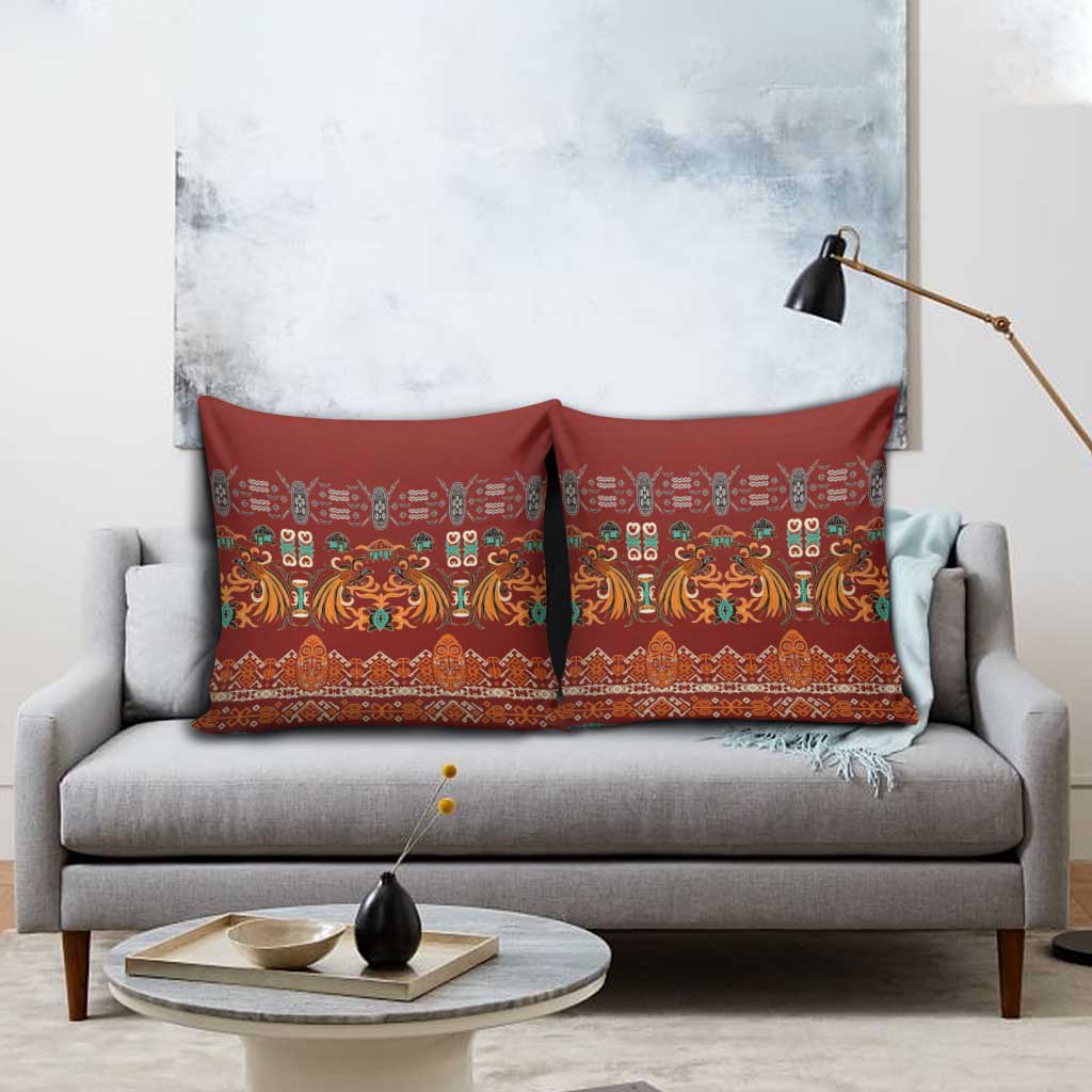 Oxblood Batik Papua-inspired Pattern Pillow Cover - Polynesian Pride