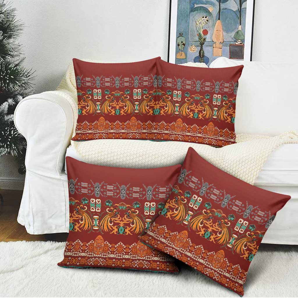 Oxblood Batik Papua-inspired Pattern Pillow Cover - Polynesian Pride