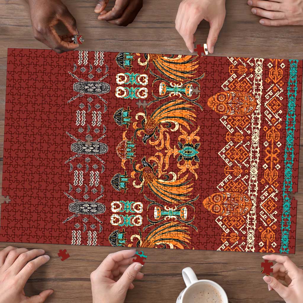 Oxblood Batik Papua-inspired Pattern Puzzle - Polynesian Pride