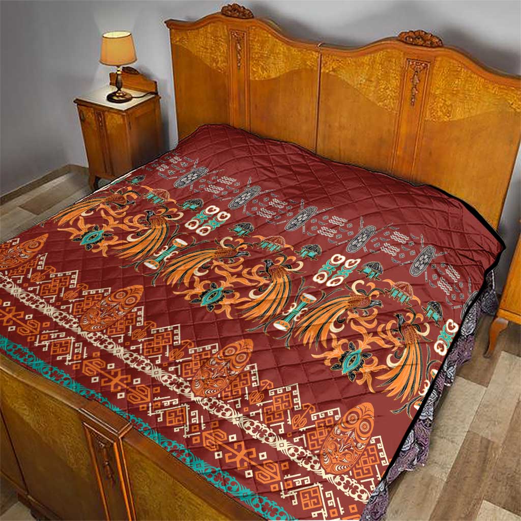 Oxblood Batik Papua-inspired Pattern Quilt - Polynesian Pride