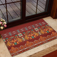 Oxblood Batik Papua-inspired Pattern Rubber Doormat - Polynesian Pride