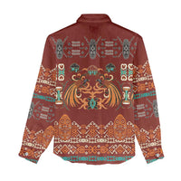 Oxblood Batik Papua-inspired Pattern Women Casual Shirt LT9 - Polynesian Pride