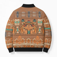 Terracotta Batik Papua-inspired Pattern Bomber Puffer Jacket - Polynesian Pride