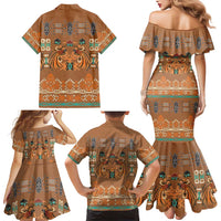 Terracotta Batik Papua-inspired Pattern Family Matching Mermaid Dress and Hawaiian Shirt LT9 - Polynesian Pride