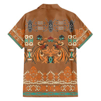 Terracotta Batik Papua-inspired Pattern Family Matching Off The Shoulder Long Sleeve Dress and Hawaiian Shirt LT9 - Polynesian Pride