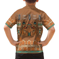 Terracotta Batik Papua-inspired Pattern Family Matching Off Shoulder Maxi Dress and Hawaiian Shirt LT9 - Polynesian Pride