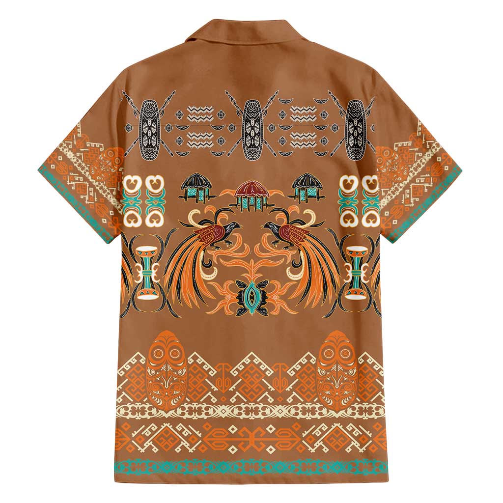 Terracotta Batik Papua-inspired Pattern Family Matching Off Shoulder Maxi Dress and Hawaiian Shirt LT9 - Polynesian Pride