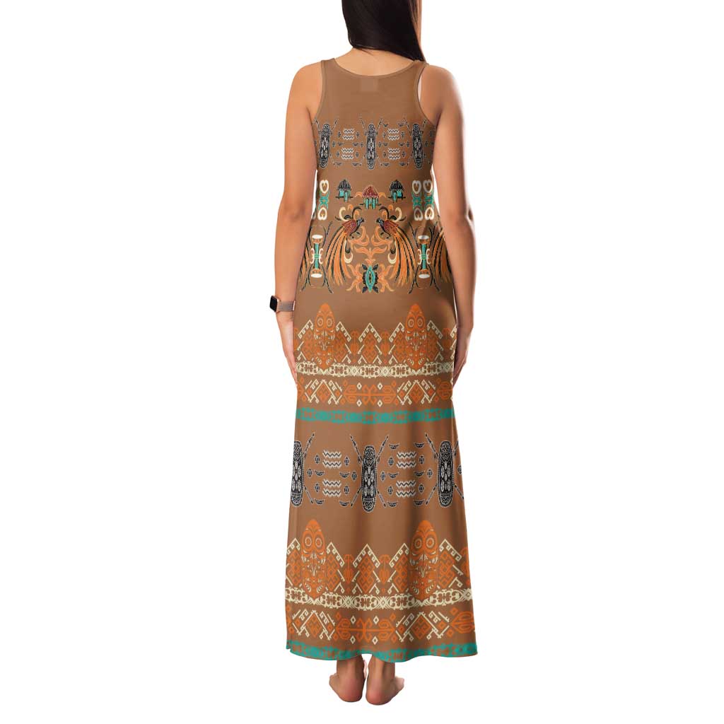 Terracotta Batik Papua-inspired Pattern Family Matching Tank Maxi Dress and Hawaiian Shirt LT9 - Polynesian Pride