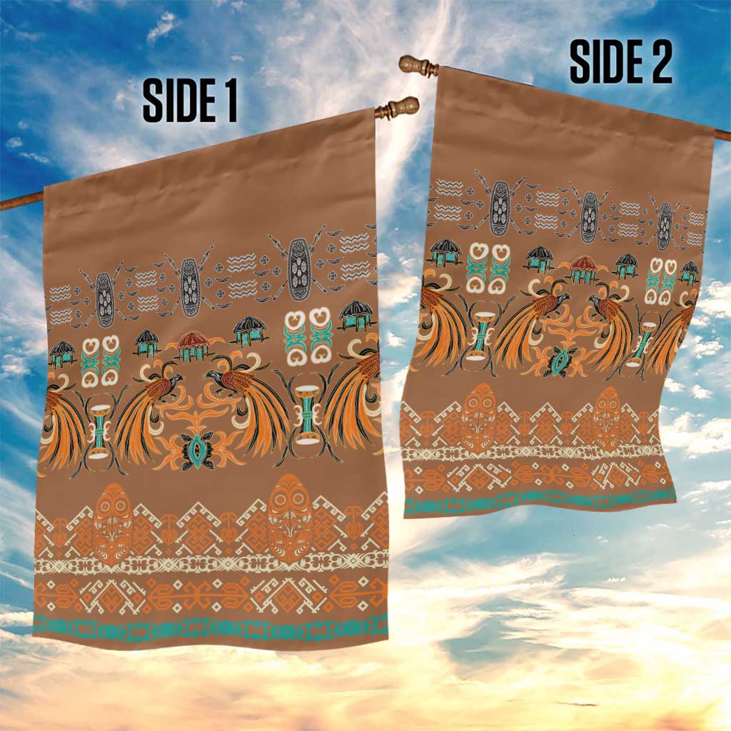 Terracotta Batik Papua-inspired Pattern Garden Flag - Polynesian Pride