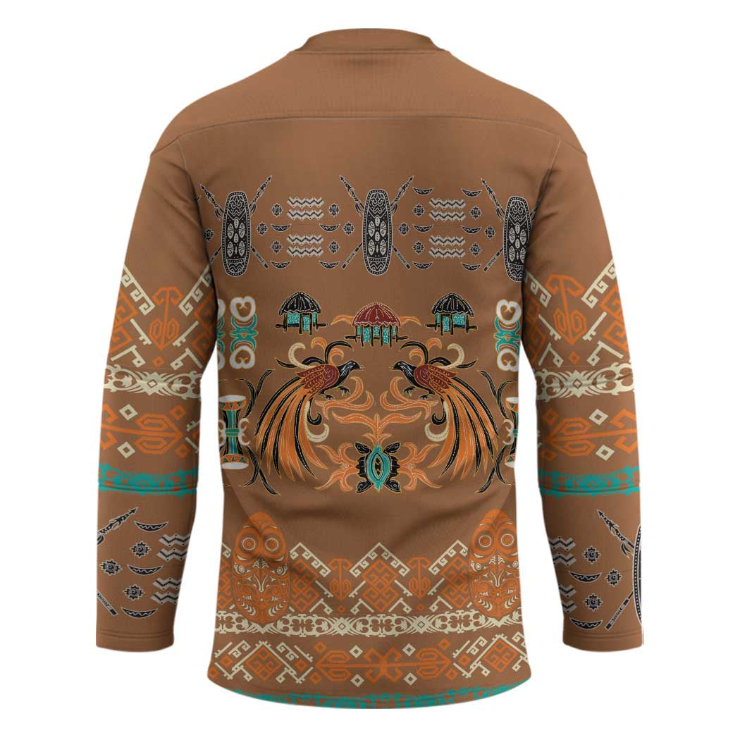 Terracotta Batik Papua-inspired Pattern Hockey Jersey - Polynesian Pride