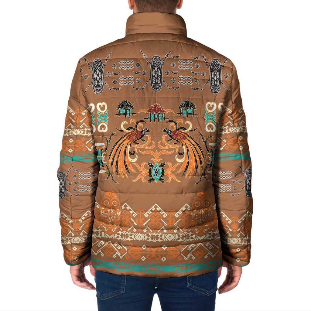 Terracotta Batik Papua-inspired Pattern Padded Jacket - Polynesian Pride
