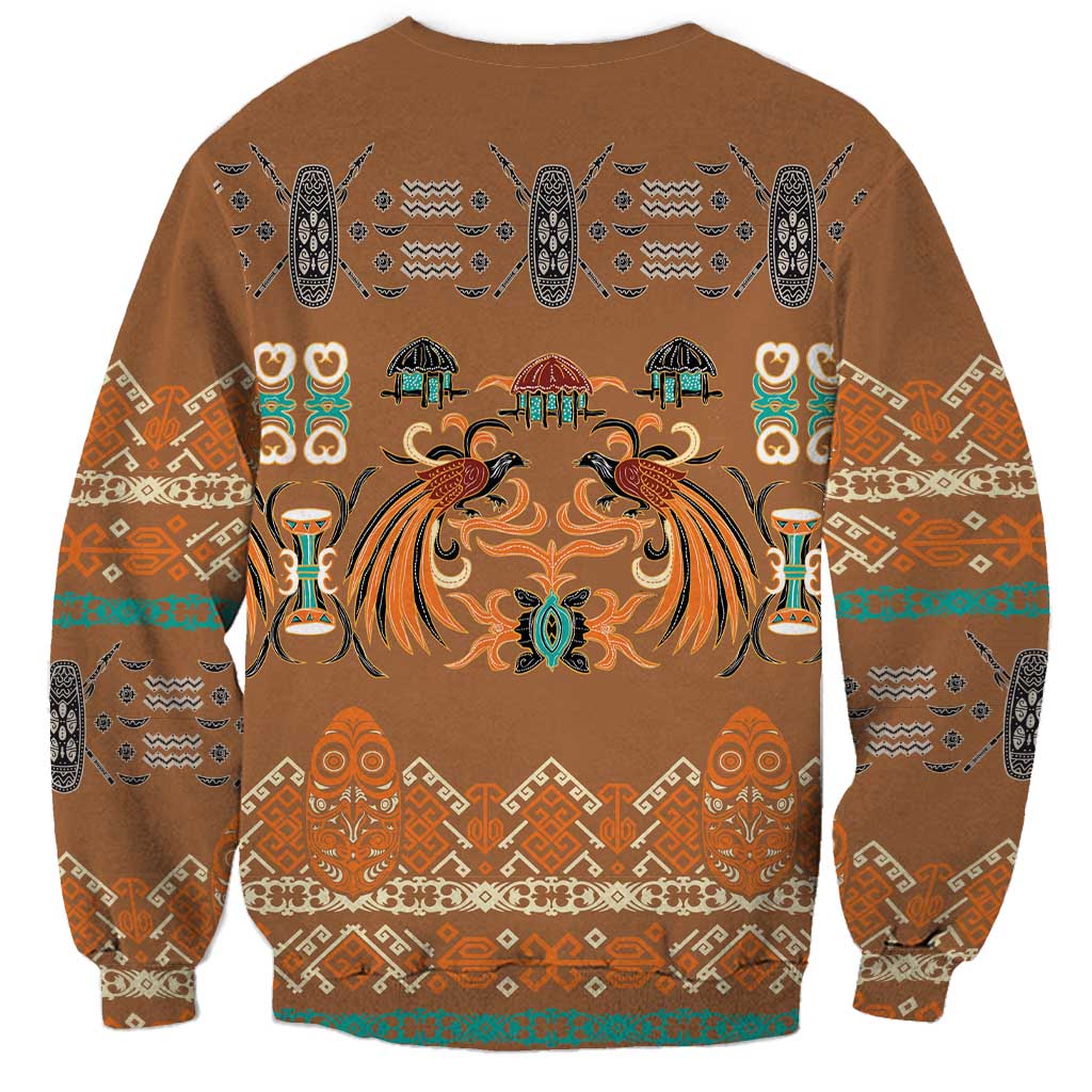 Terracotta Batik Papua-inspired Pattern Sweatshirt - Polynesian Pride