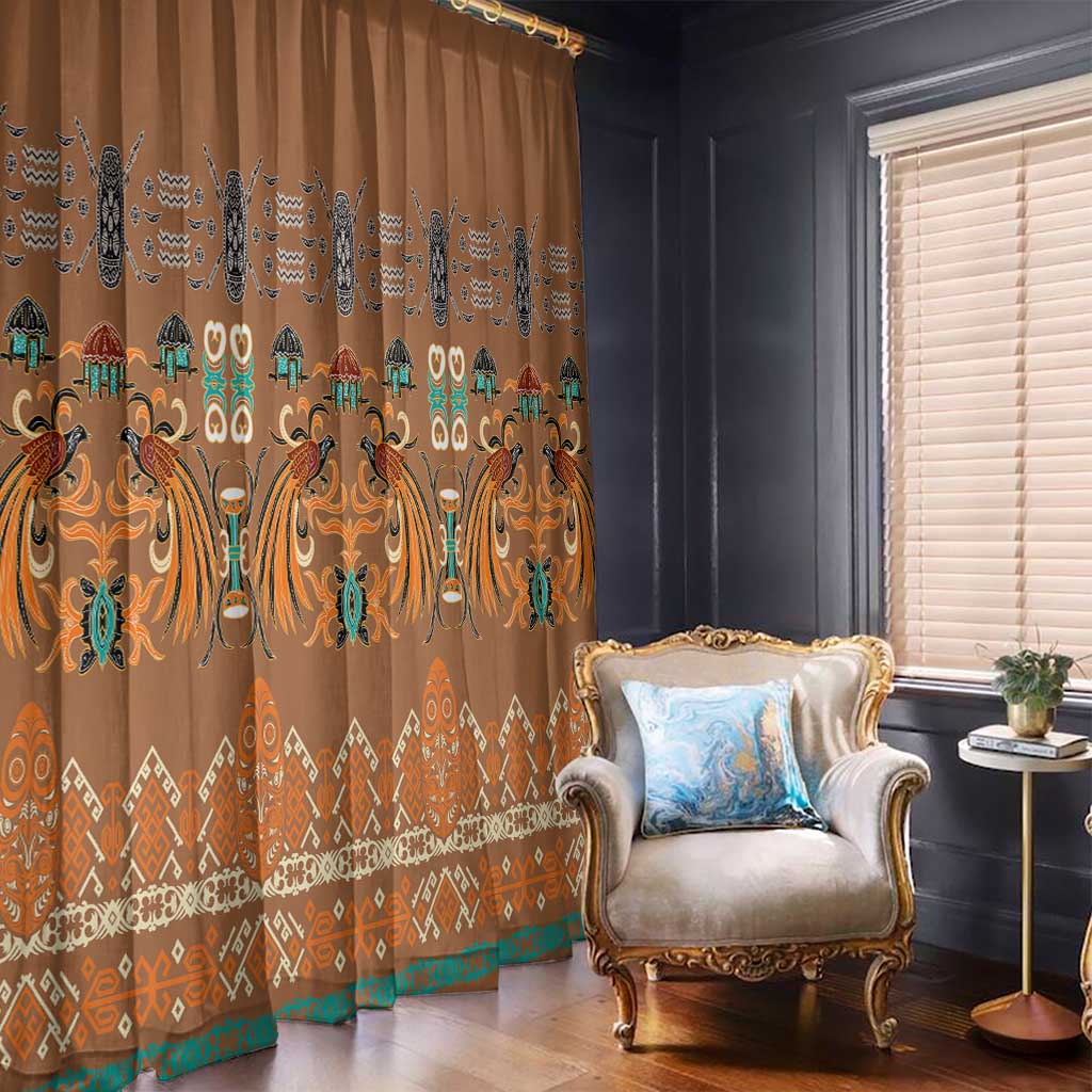 Terracotta Batik Papua-inspired Pattern Window Curtain - Polynesian Pride