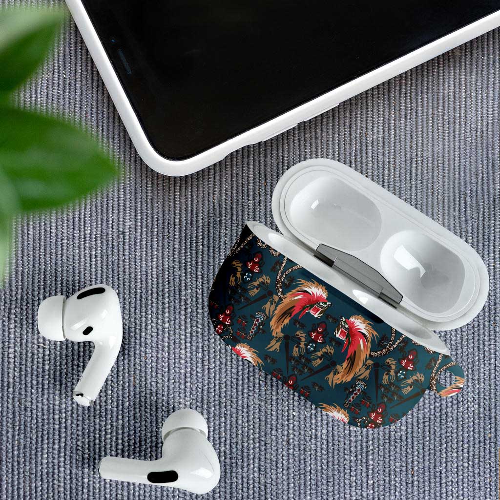 Dark Cyan Blue Bird of Batik Papua AirPods Case Exotic Natural Wealth of Papua LT9 - Polynesian Pride