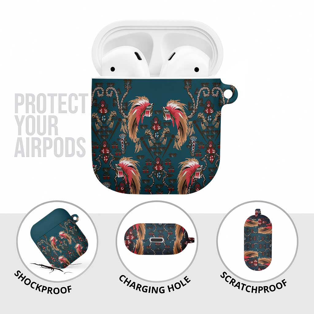 Dark Cyan Blue Bird of Batik Papua AirPods Case Exotic Natural Wealth of Papua LT9 - Polynesian Pride