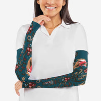 Dark Cyan Blue Bird of Batik Papua Arm Sleeves Exotic Natural Wealth of Papua LT9 - Polynesian Pride