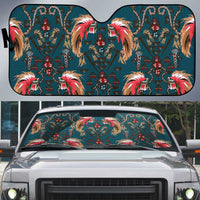 Dark Cyan Blue Bird of Batik Papua Auto Sun Shade Exotic Natural Wealth of Papua LT9 Blue - Polynesian Pride