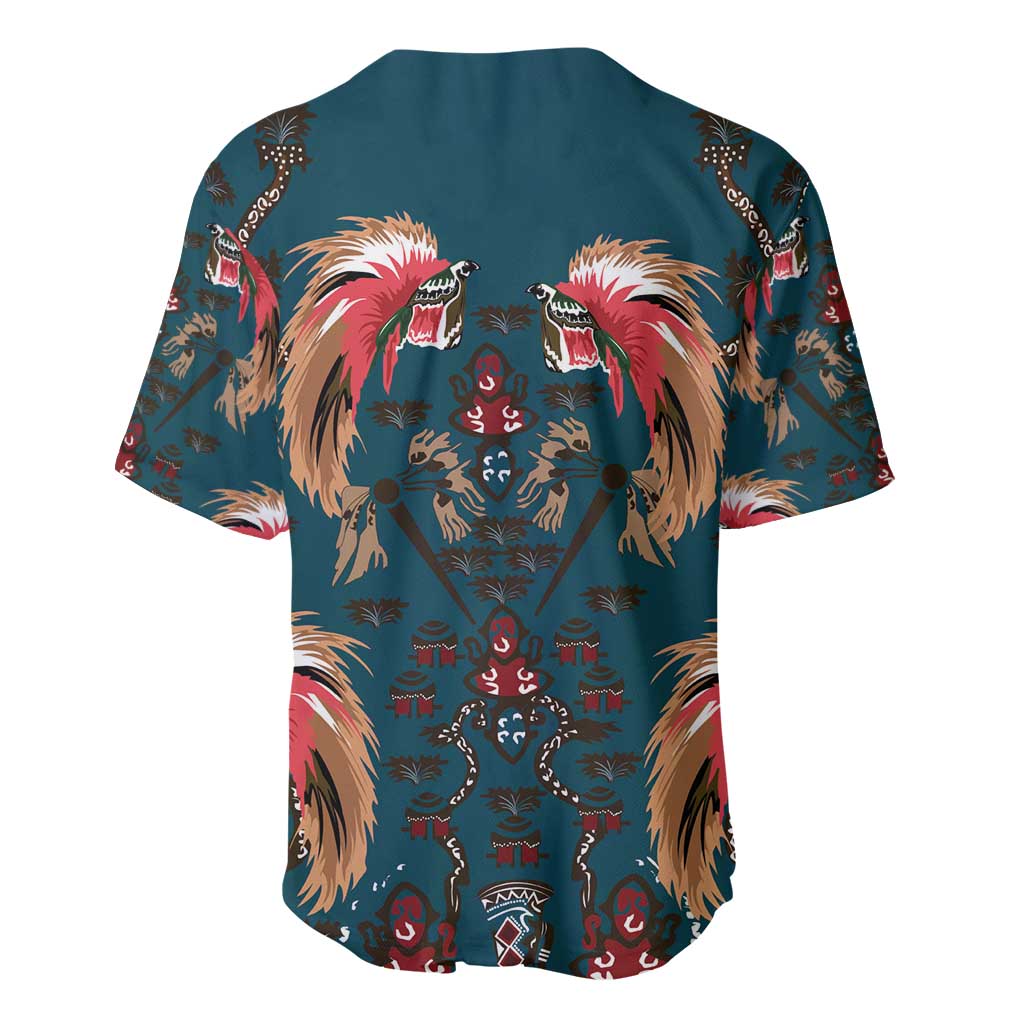 Dark Cyan Blue Bird of Batik Papua Baseball Jersey Exotic Natural Wealth of Papua LT9 - Polynesian Pride