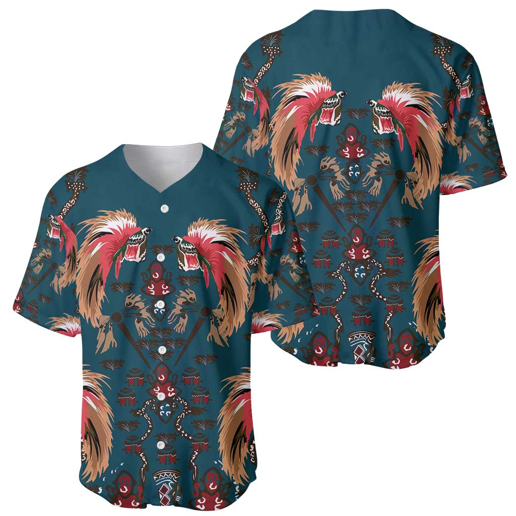 Dark Cyan Blue Bird of Batik Papua Baseball Jersey Exotic Natural Wealth of Papua LT9 - Polynesian Pride