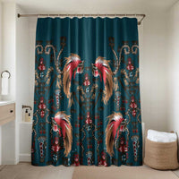Dark Cyan Blue Bird of Batik Papua Bathroom Set Exotic Natural Wealth of Papua LT9 Shower Curtain Only Blue - Polynesian Pride