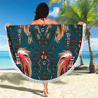 Dark Cyan Blue Bird of Batik Papua Beach Blanket Exotic Natural Wealth of Papua LT9 - Polynesian Pride