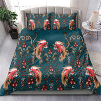 Dark Cyan Blue Bird of Batik Papua Bedding Set Exotic Natural Wealth of Papua LT9 - Polynesian Pride