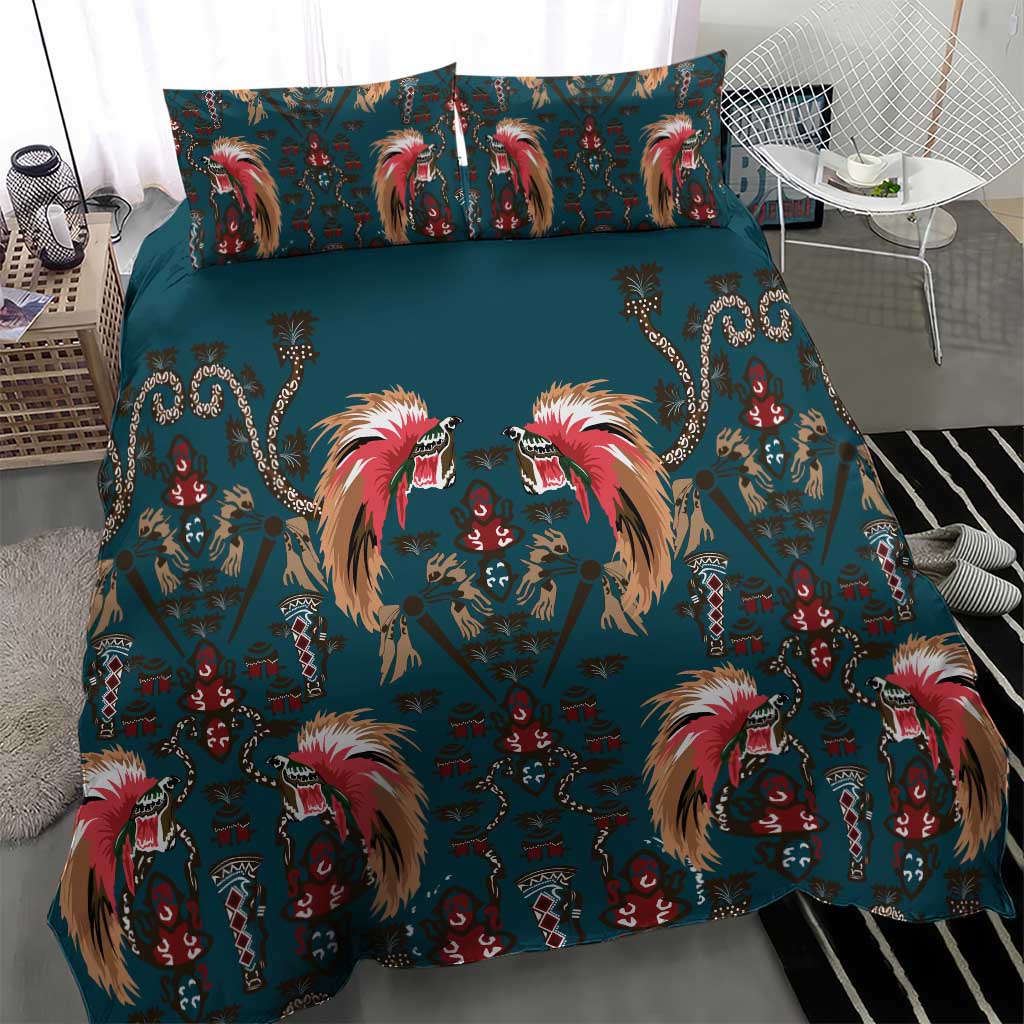 Dark Cyan Blue Bird of Batik Papua Bedding Set Exotic Natural Wealth of Papua LT9 - Polynesian Pride
