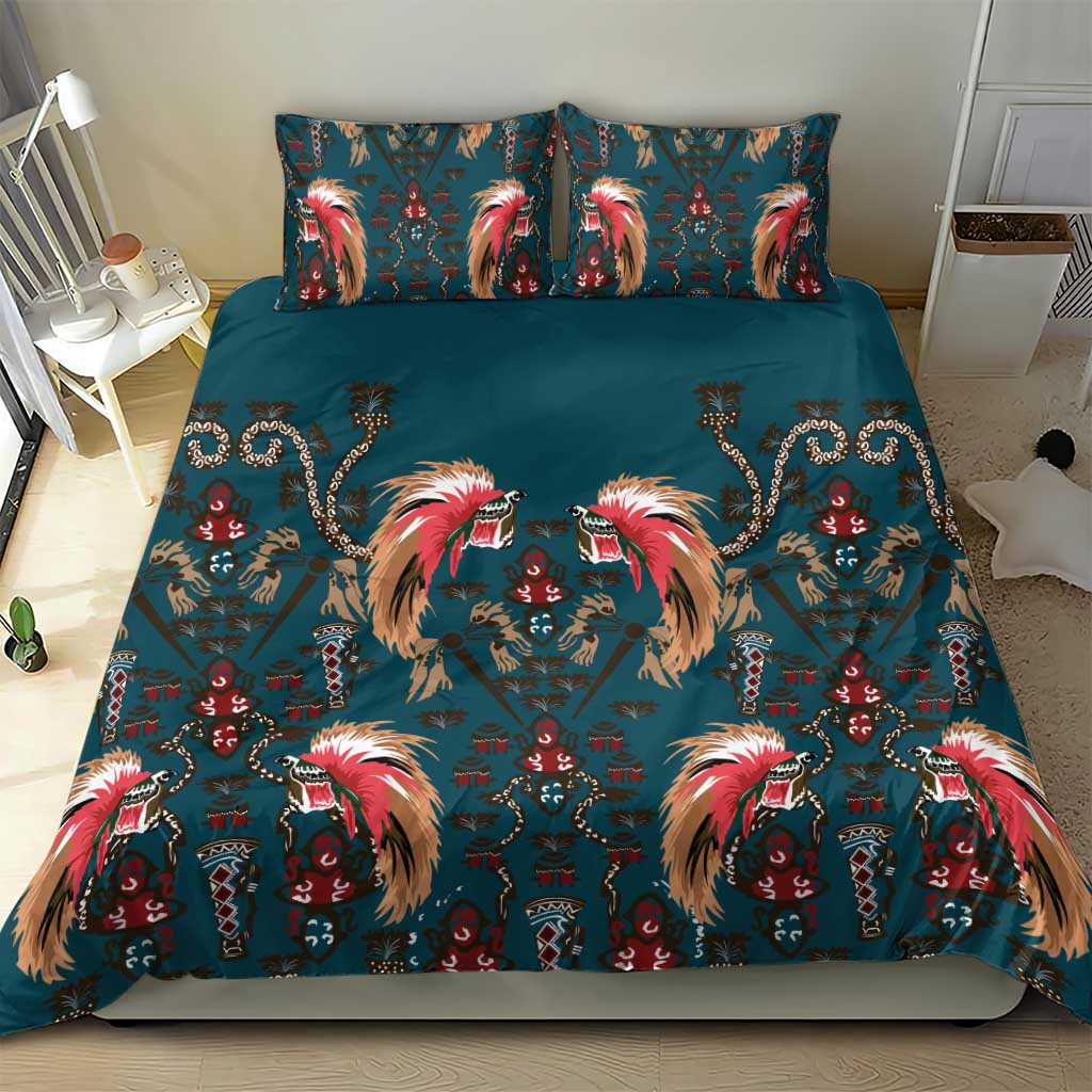 Dark Cyan Blue Bird of Batik Papua Bedding Set Exotic Natural Wealth of Papua LT9 - Polynesian Pride