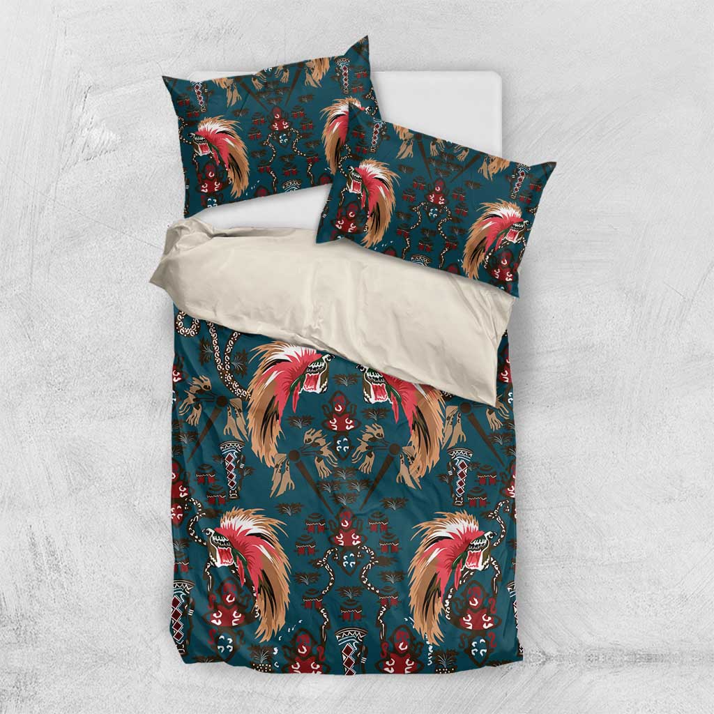 Dark Cyan Blue Bird of Batik Papua Bedding Set Exotic Natural Wealth of Papua LT9 US Twin 172cm x 218cm Blue - Polynesian Pride