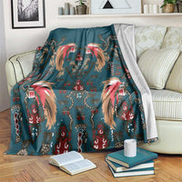 Dark Cyan Blue Bird of Batik Papua Blanket Exotic Natural Wealth of Papua LT9 Blue - Polynesian Pride
