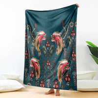 Dark Cyan Blue Bird of Batik Papua Blanket Exotic Natural Wealth of Papua LT9 - Polynesian Pride