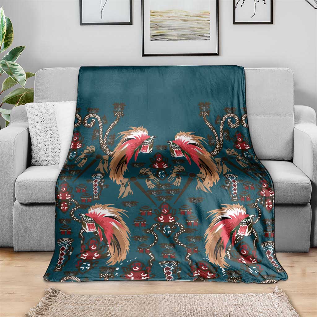 Dark Cyan Blue Bird of Batik Papua Blanket Exotic Natural Wealth of Papua LT9 - Polynesian Pride