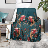 Dark Cyan Blue Bird of Batik Papua Blanket Exotic Natural Wealth of Papua LT9 - Polynesian Pride
