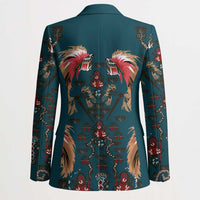 Dark Cyan Blue Bird of Batik Papua Blazer Exotic Natural Wealth of Papua LT9 - Polynesian Pride