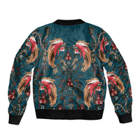 Dark Cyan Blue Bird of Batik Papua Bomber Jacket Exotic Natural Wealth of Papua LT9 - Polynesian Pride