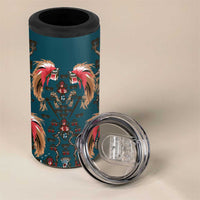 Dark Cyan Blue Bird of Batik Papua 4 in 1 Can Cooler Tumbler Exotic Natural Wealth of Papua LT9 - Polynesian Pride