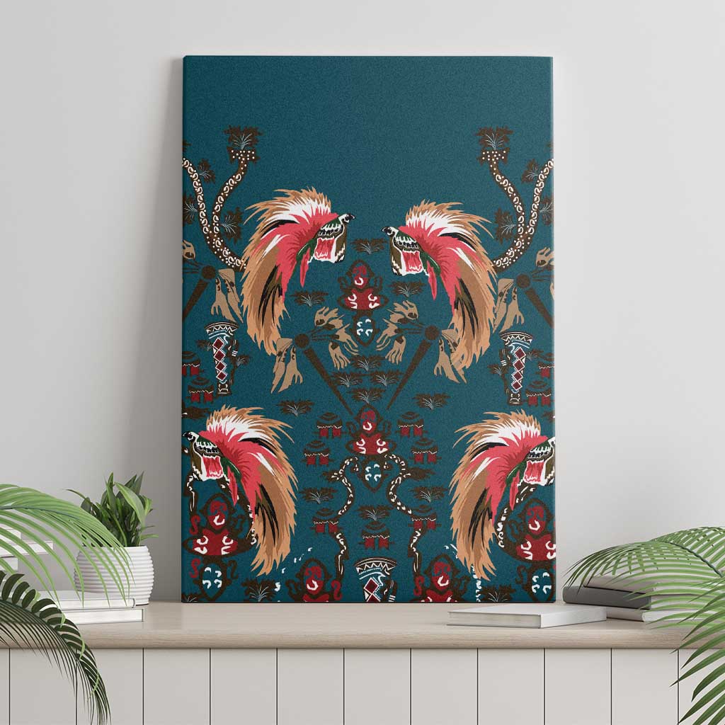 Dark Cyan Blue Bird of Batik Papua Canvas Wall Art Exotic Natural Wealth of Papua LT9 - Polynesian Pride
