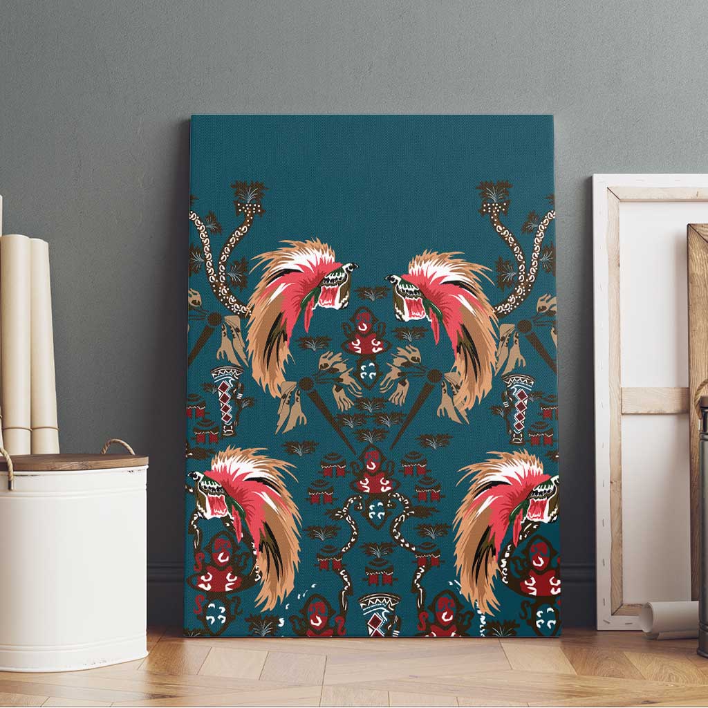 Dark Cyan Blue Bird of Batik Papua Canvas Wall Art Exotic Natural Wealth of Papua LT9 - Polynesian Pride