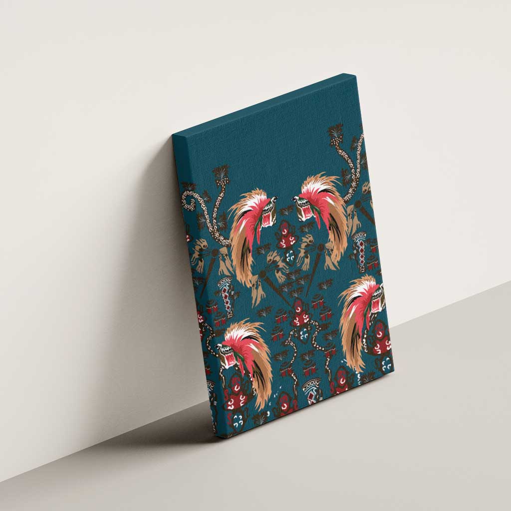 Dark Cyan Blue Bird of Batik Papua Canvas Wall Art Exotic Natural Wealth of Papua LT9 - Polynesian Pride