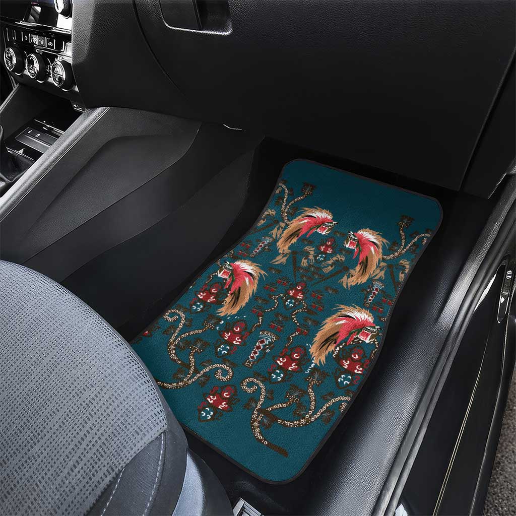 Dark Cyan Blue Bird of Batik Papua Car Mats Exotic Natural Wealth of Papua LT9 - Polynesian Pride