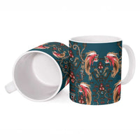 Dark Cyan Blue Bird of Batik Papua Ceramic Mug Exotic Natural Wealth of Papua LT9 - Polynesian Pride