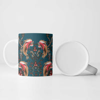 Dark Cyan Blue Bird of Batik Papua Ceramic Mug Exotic Natural Wealth of Papua LT9 - Polynesian Pride