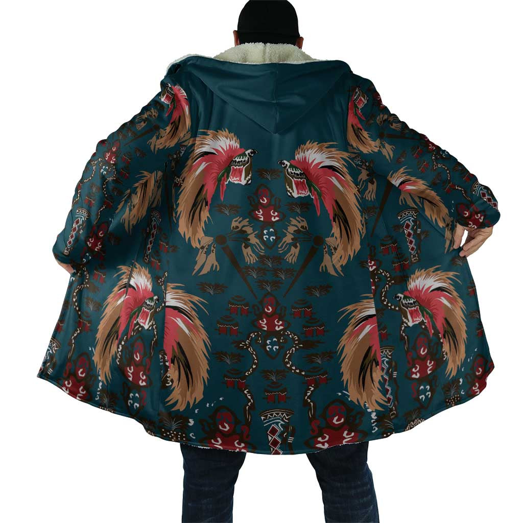 Dark Cyan Blue Bird of Batik Papua Cloak Exotic Natural Wealth of Papua LT9 - Polynesian Pride