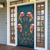 Dark Cyan Blue Bird of Batik Papua Door Cover Exotic Natural Wealth of Papua LT9 - Polynesian Pride