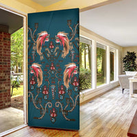 Dark Cyan Blue Bird of Batik Papua Door Cover Exotic Natural Wealth of Papua LT9 - Polynesian Pride