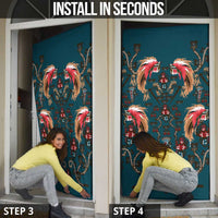 Dark Cyan Blue Bird of Batik Papua Door Cover Exotic Natural Wealth of Papua LT9 - Polynesian Pride